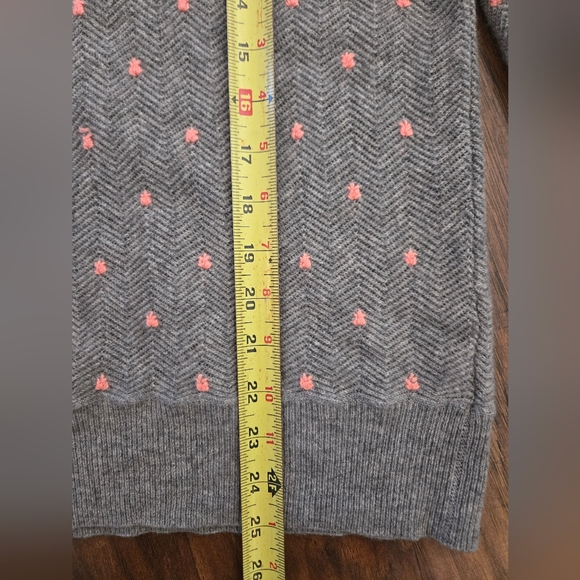 J. Crew Italian Cashmere Knit Crewneck Gray Pink Pointelle Dot Chevron Sweater - Picture 7 of 10